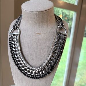Bold Multi-Chain Silver Statement Necklace